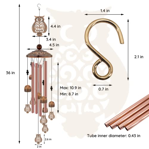 Wind Chimes Outdoor Clearance, Owl Aluminum Tube Windchime With S Hook,Patio Garden Decor, Housewarming Gift. #TOP5