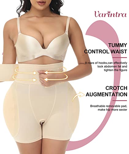Varintra Butt Lifter Padded Shapewear High Waist Hip Enhancer Pads Shorts Women Seamless Underwear Tummy Control Panty,Beige,S #TOP1