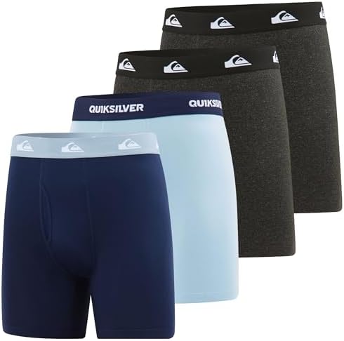 Quiksilver Mens Underwear, 4 Pack Supersoft Brushed Polyester Boxer Briefs