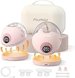 Heated Base Hands Free Breast Pump, Wearable Breastfeeding Pump of Baby Heated Dustproof Base, Voice Prompts LED Display with 4 Modes &12 Levels Memory Function-24 mm, Christmas Gift,2 Pack Pink