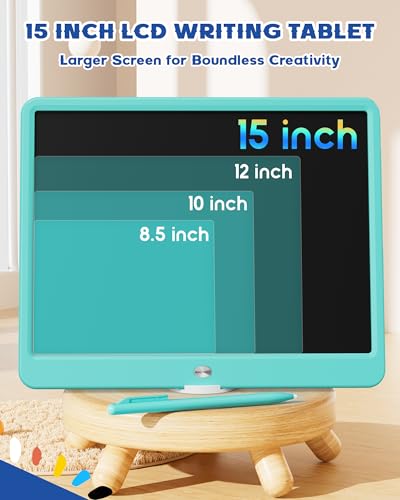 Image of Bravokids 15 Inch LCD Writing Tablet for 3 Year Olds - Electronic Drawing Pad and Doodle Board as Educational Birthday Gifts for Girls and Boys (Blue)