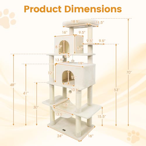 Árbol para gatos PETSITE de 70 pulgadas alto con 2 condos y rascador miniatura 3