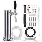 Single-Tap Kegerator Beer Tower, Stainless Keg Tower with Pre-Assembled Beer Line & Flow Control Beer Faucet, Spillproof Less Foam Draft Beer Dispenser Kegerator Beer Tap System for Bar Party Wedding