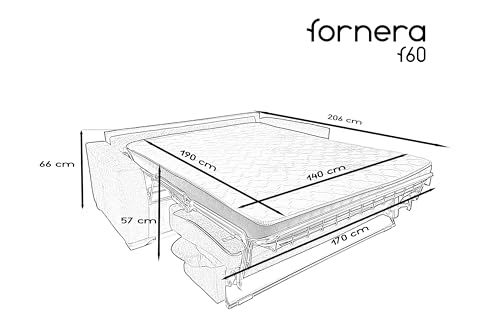 fornera f60 Sofa mit Schlaffunktion - 3 Sitzer Schlafsofa und Klappsofa mit hochwertiger Kaltschaummatratze & CATAS Bettgestell - Schlafcouch mit Bettfunktion grau – Bild 7