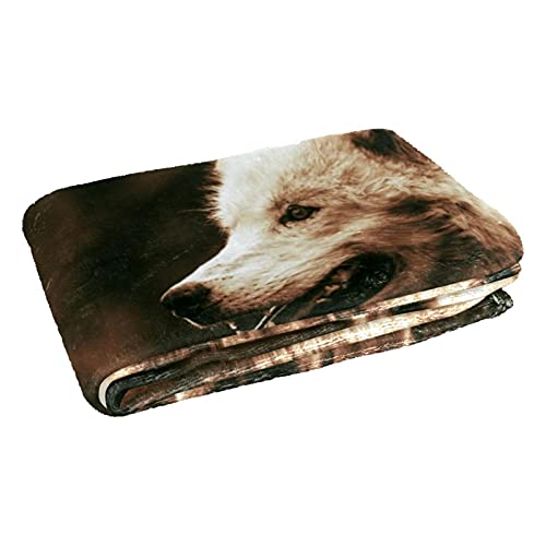 Couverture douce et chaude Alpha Wolf grand plaid lit canapé camping