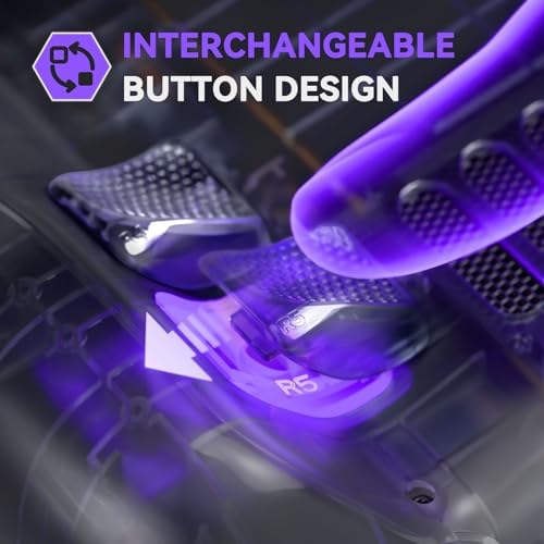 eXtremeRate Interchangeable Back Buttons Bottom Shell for Steam Deck LCD & OLED, Replace Ergonomic Fingers Grip L4L5 R4R5 Back Shell for Steam Deck - 2 Height Adjustable Buttons - Clear Slate Black - 4