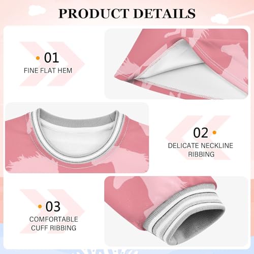 Pink Horse Girls Dresses Long Sleeve Sweatshirt Dress for Girls Winter Toddler Casual A Line Dresses Size 2-8T3