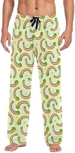 Wudan Bright Fairy Rainbows Lucky Green Shamrocks Men's Pajama Pants Lounge Pants Pajama Bottoms with Pockets S