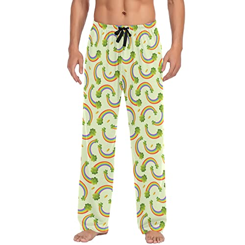 Wudan Bright Fairy Rainbows Lucky Green Shamrocks Men's Pajama Pants Lounge Pants Pajama Bottoms With Pockets S #TOP29