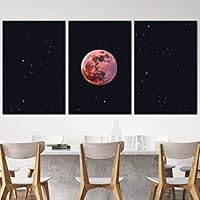 3 Piece Framed Canvas Wall Art Full Moon Canvas Prints Home Artwork Decoration for Living Room,Bedroom - 16