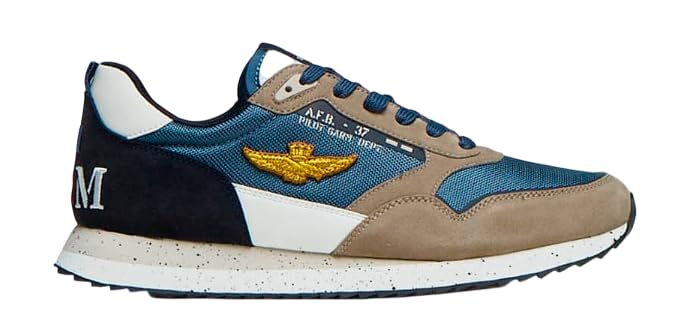 AERONATICA Militare Sneakers con Patch AM E Aquila Denim Sabbia