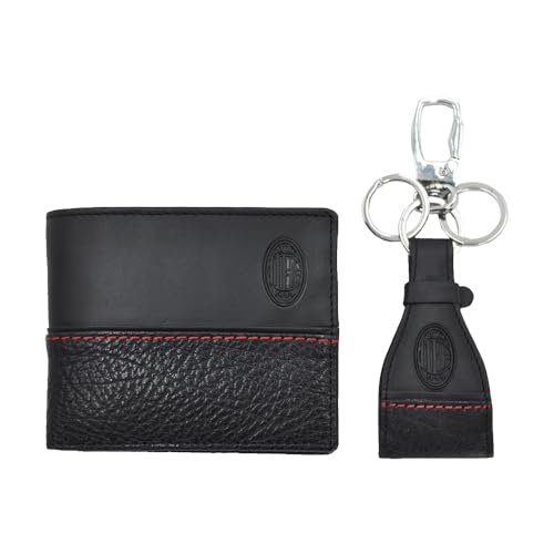 Coffret cadeau portefeuille slim Milan 143445 noir en cuir et son porte-clés