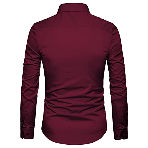 Manwan walk Men's Slim Fit Business Casual Cotton Long Sleeves Solid Button Down Dress Shirts3