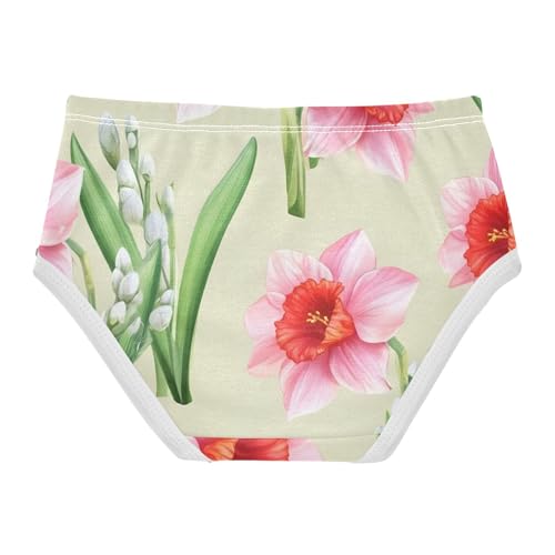 Cotton Girls Underwear Toddlers Watercolor Red Pink Daffodil Flowers Panties for Girl Stylish Briefs Girls Undies 2t2
