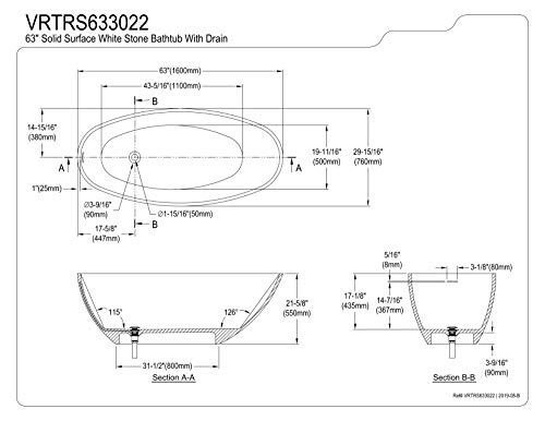 Kingston Brass Vrtrs633022 Arcticstone Freestanding Tub, Matte White #TOP2