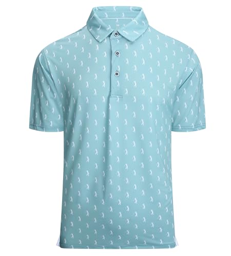 Alex Vando Mens Golf Shirt Moisture Wicking Quick-Dry Print Performance Polo Shirts for Men