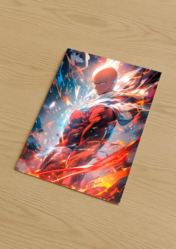 Image of NIJUKA Anime Printed A4 Size Metal sheet Poster For Home And Room Decoration | For Anime Art Fans Boys And Girls (Ultimate Form Of Saitama)