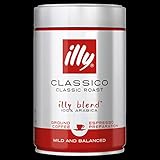 illy Café moulu Classico, torréfaction moyenne, grains de café 100 % arabica, 250 g