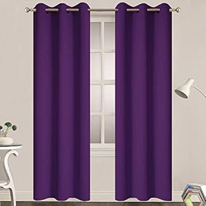 Yakamok Blackout Curtains 38×84 inch Purple Thermal Drapes-Bedroom | 2 panels,room darkening,thermal insulated,noise reducing,privacy protection,grommet window treatment,living room study dining