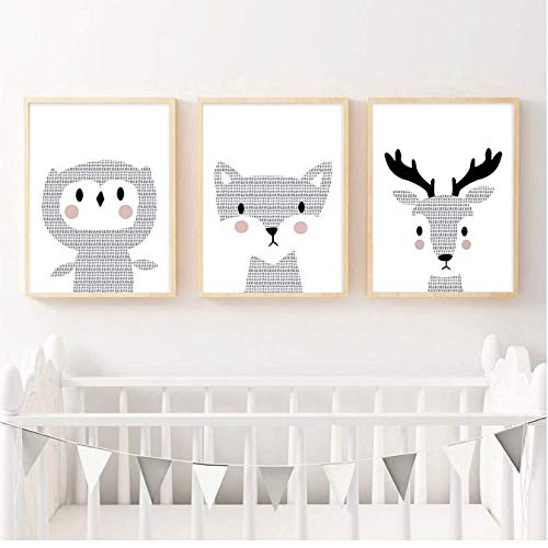 Toile cerf dessin animé pour décorer une chambre d'enfant mansardée 50x70cm