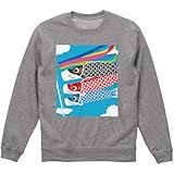 [igsticker] プリント トレーナー 8.8オンス メンズ レディース ユニセックス 長袖 スウェット S サイズ クルーネック グレー 015798 鯉のぼり 空 端午の節句