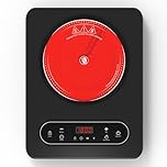 VBGK Single Burner Electric Cooktop,110V 1800W Electric Stove Top with LED Touch Control,10 Power Levels, 4 hTimer, Safety Lock,Portable cooktop,Overheat protection