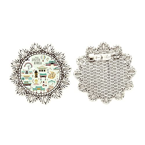 Broche de plata con flores de Corea talla mediana para ropa