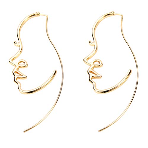 Boucles d'oreilles visage abstrait cerceau géométrique irrégulier