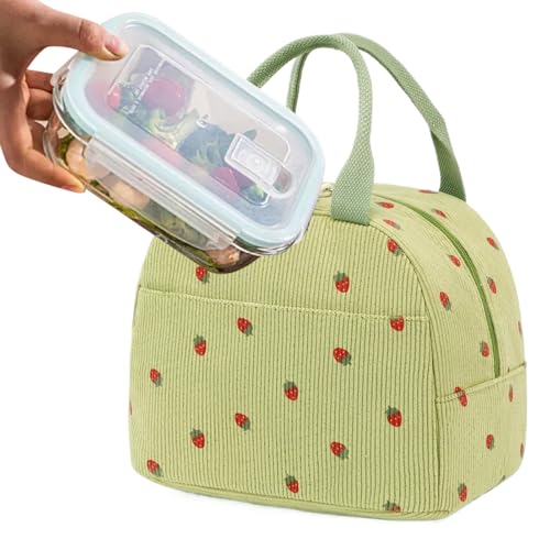 保冷ランチボックス,漏れ防止冷却ランチケース | コーデュロイ 食品キャリア 保冷トート 通学 通勤 幼稚園 日常使い ビーチ アウトドア ピクニック キャンプ用,通勤 学校 旅行 日常使い ハイキング アウトドア キャンプ ビーチ用