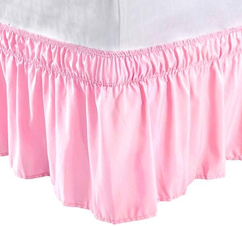 PiccoCasa Elasticated Bed Skirt Ruffled Bed Base Wrap Around Bed Valance Sheet, Brushed Microfiber Bedding Sheet Frame with 38cm Ruffle (Double, Beige)