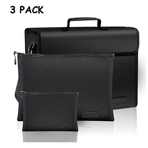 Preisvergleich Produktbild BIANG 3 Pack 2000 Feuerbeständige Dokumententasche, Tragbare Feuerbeständige Tasche, Wasserdichter Geldsack, Feuersicheren Tresor Aufbewahrungstasche A4 Dokumentenhalter / File / Cash / Tablet