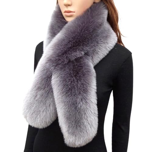 Harssidanzar Women Winter Warm Faux Fur Scarf Collars Soft Fluffy Thick Long Neck Warmer KL602US3