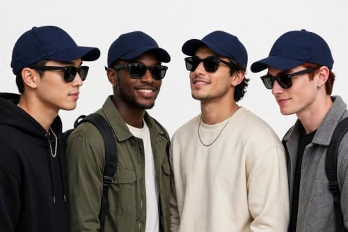 Image of Sunglass for Men Women Cap with Leather Patch, Casual Unisex Sports Hat, Adjustable Fit-Free Size-(Combo Sunglass Cap)