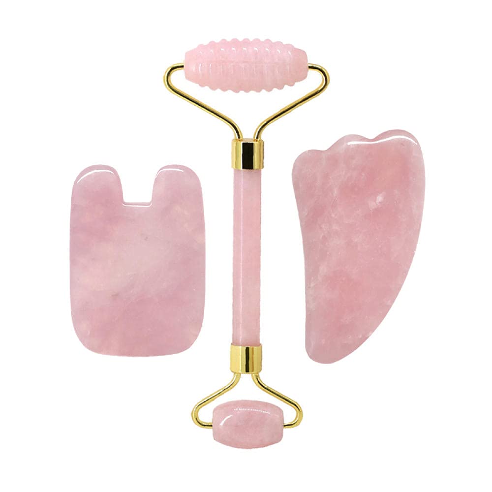 Natural Rose Quartz Vial Giada Rullo Gua Sha Sha Sha Shoad Face Slimming Massager Massaggio Facciale Massaggio Lifting Tool Real Stone Gua Sa-CINA_Tipo D.