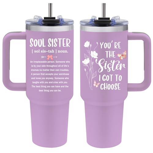 Soul Sister Gifts for Women Best Friends - 40oz Stainless Steel Travel Mug Insulated Coffee Cup,...