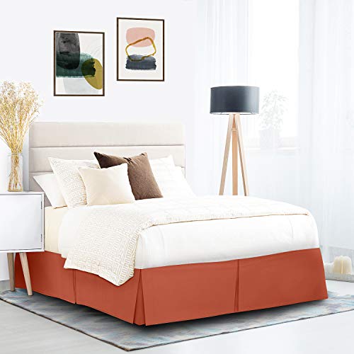 Split Corner 1000 Thread Count Box Pleated Rust Brown Bed Skirt 39 x 80 Inches Egyptian Cotton 15 Inches Drop Twin XL Bed Skirt Fade Resistant Bed Cover Skirt
