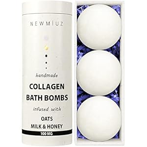 Creamy Collagen Bubble Bath Bombs with Oatmeal Milk Honey Essential Oils Luxurious Bath Gift Dry Skin Nourishment Indulge in A Blissful Bathing Spa