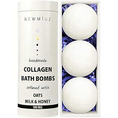Creamy Collagen Bubble Bath Bombs with Oatmeal Milk Honey Essential Oils Luxurious Bath Gift Dry Skin Nourishment Indulge in A Blissful Bathing Spa