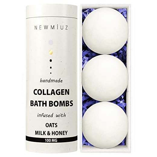 Creamy Collagen Bubble Bath Bombs with Oatmeal Milk Honey Essential Oils Luxurious Bath Gift Dry Skin Nourishment Indulge in A Blissful Bathing Spa