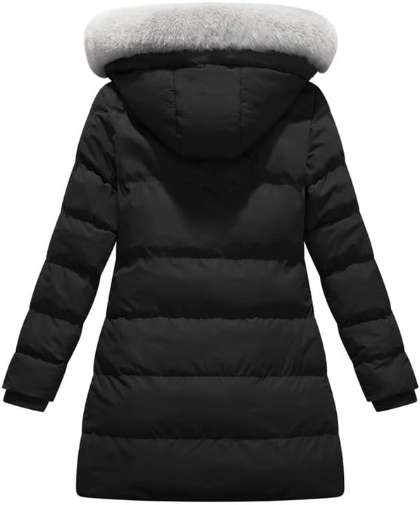 KVE Women's Hooded Mid-Length Insulated Puffer Coat