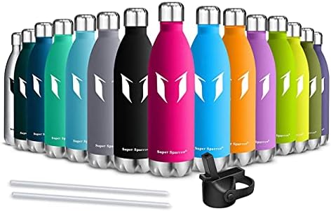 Super Sparrow Water Bottle Double Wall Vacuum Insulated Stainless Steel - Small Mouth - 750ml - Leak Proof Sports Bottle - BPA Free Sport Cap with Standard Cap