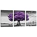 HUADAOART WSA0910 Canvas Prints Purple Tree Framed Canvas Wall Art for Home Decor Perfect 3 Panels Wall Purple Scenery Decorations for Living Room Bedroom Office Each Panel 12x16inch (Purple)