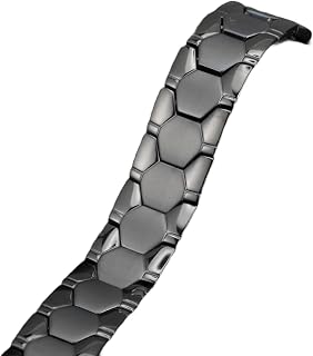 Charismatic Classic Magnetic Bracelet for Men 316L pure Stainless Steel Double Row 4 Elements Magnet Energy Bracelets, Ultra Strength 3500 Gauss Magnets Jewelry Gift (Black)