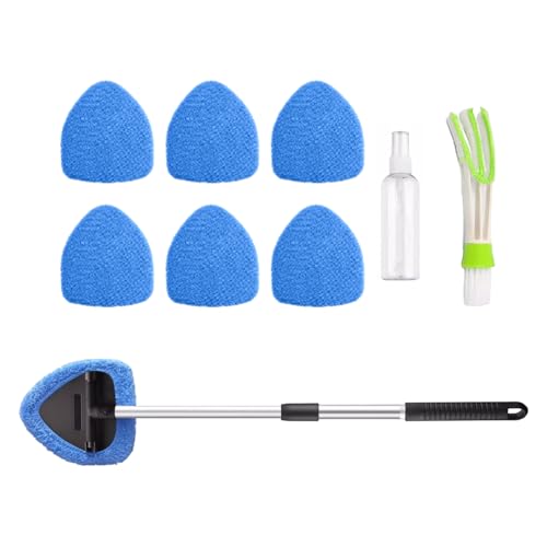 Car Windscreen Cleaner - Car Window Cleaner Kit | Windshield Window Cleaners Tool With 8PCS Interior Exterior Auto Glass Kit Detachable Handle Multifunctional Cleaners Inside Set