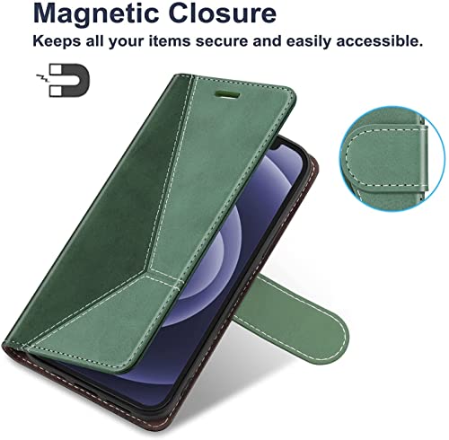 Image of Perkie Trendy Series, Faux Leather Wallet Flip Case Magnetic Closure Flip Cover for for Motorola Moto G54 5G (Olive Green)