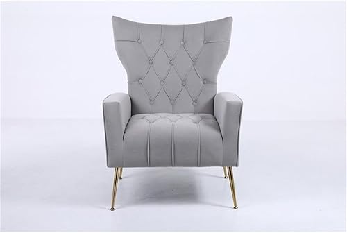 Miniatura 8 de Devion Furniture Silla decorativa tapizada de terciopelo de 29 pulgadas de ancho con cojín cuadrado y otomana en acabado gris y dorado