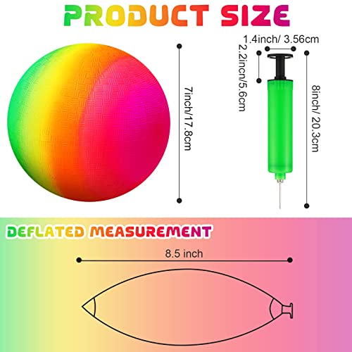 12 Pack Rainbow Playground Balls Kickballs Dodgeball 8.5 Inch Kick Balls Hand Ball Bouncy Balls Handball With Hand Pump For Indoor Outdoor #TOP2