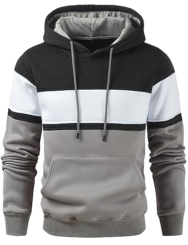 Lulucleaf Mens Novelty Color Block Hoodies Cozy Sport Outwear Dimgrey Xx-Large cover