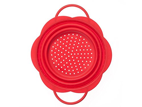 Kochblume Faltsieb L | Premium-Silikon | Hitzebeständig | Spülmaschinenfest | Platzsparend | Farbe: rot