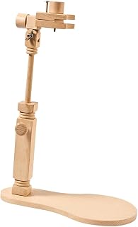Fancyes Suporte para bastidor de bordado Rack de madeira giratório Base estável Ferramentas Suporte ajustável para bastidor de bordado Ponto cruzado Suporte